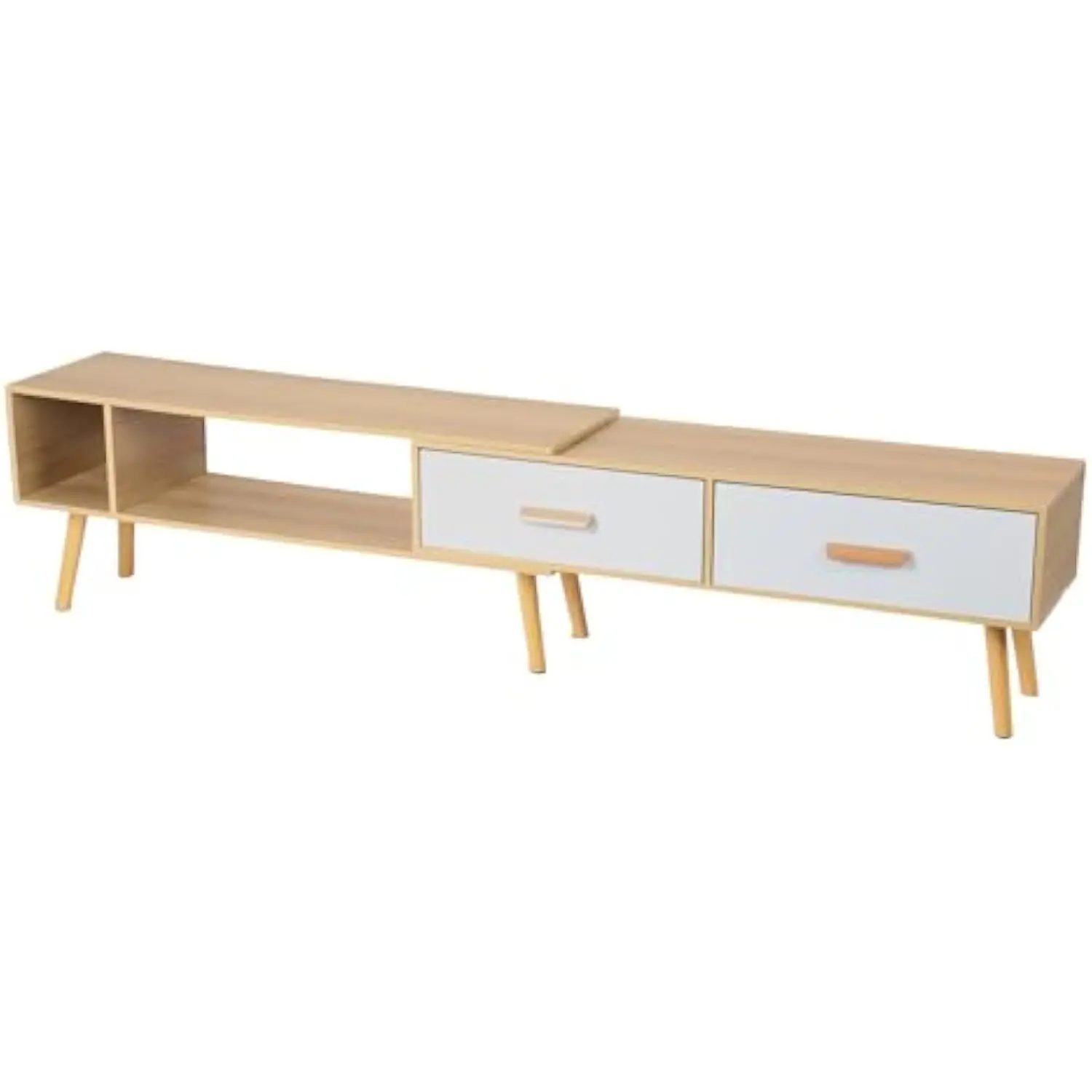 

78” TV Stand Retractable TV Cabinet, Entertainment Center with 2 Drawers and Open Shelf, Television Stand, TV Table, Media Cons
