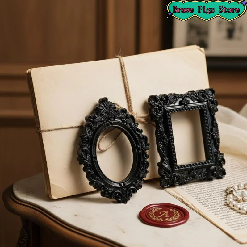 [HM]1Pcs Resin Material DIY Black-edged Prop Photo Frame European-style Wall Decoration For Props[HM]