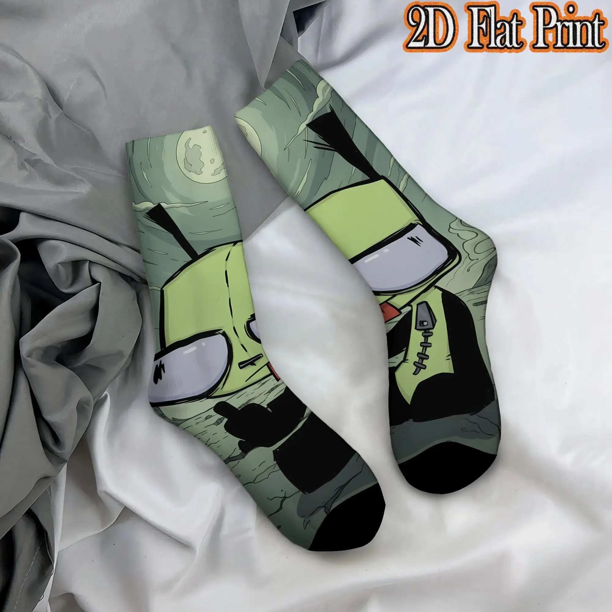 Fashion Retro Invader Zim Anime  Men's  CompressionSock Unisex  Funny Mid-Calf Socks