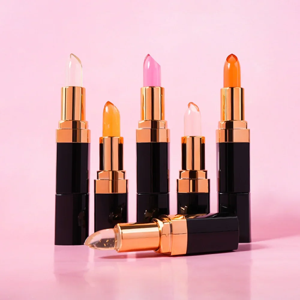 

3.8g Private Label Lip Balm Custom Bulk Color-changing Lipstick Black Gold Tube Jelly Moisturizing Non-stick Pigment Lips Makeup