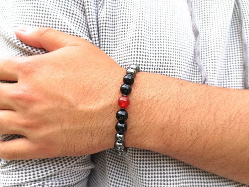 Fertility Bracelet for Men, the Fertile Male Enhancer designed with Hematite, Black Onyx, Red Carnelian