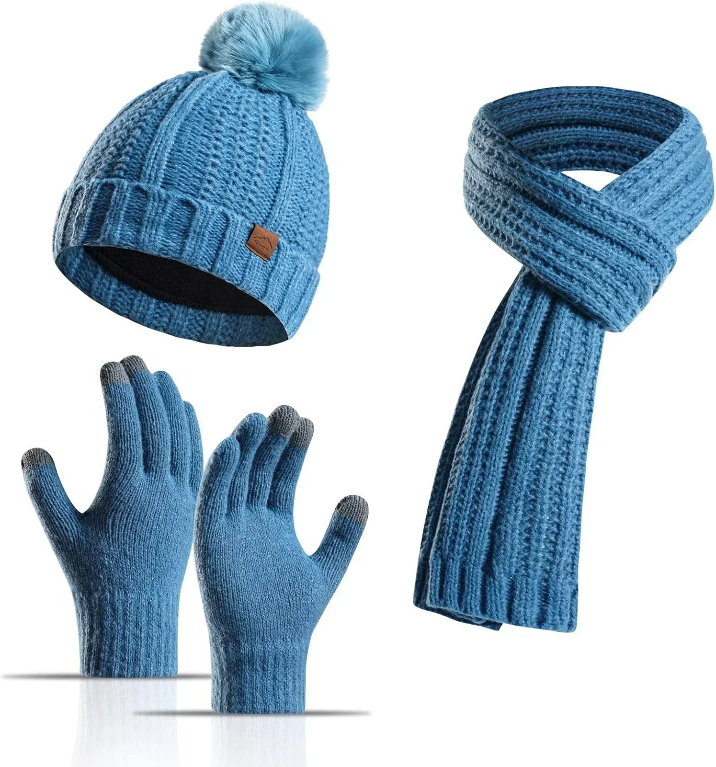 3 في 1 قبعة شتوية قبعة وشاح وقفازات مجموعة دافئة متماسكة قبعة سميكة صوف مبطن للنساء rekawice motocyklowe