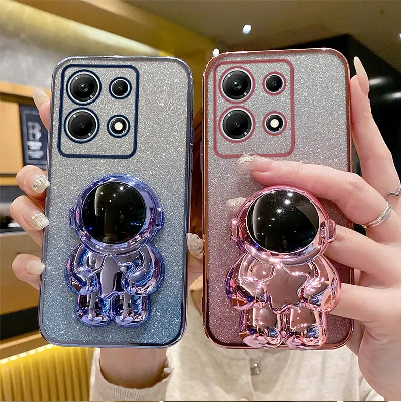 Astronaut Plating Phone Holder Case For Infinix Note 30 30Pro 30i 30VIP 20 12 12Pro Hot 30 20Play 11Play 10Lite Cover