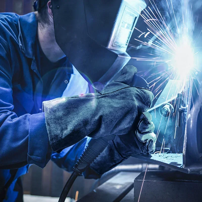 

1,3 мм термостойкие рабочие кожаные перчатки для сварки, барбекю, кухонной плиты, сварщика