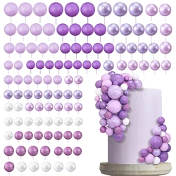 108 Pcs Balls Cake Topper Cupcake Topper DIY Cake Insert Topper Foam Cake Balls Baking Decoration for Wedding Anniversary Decor