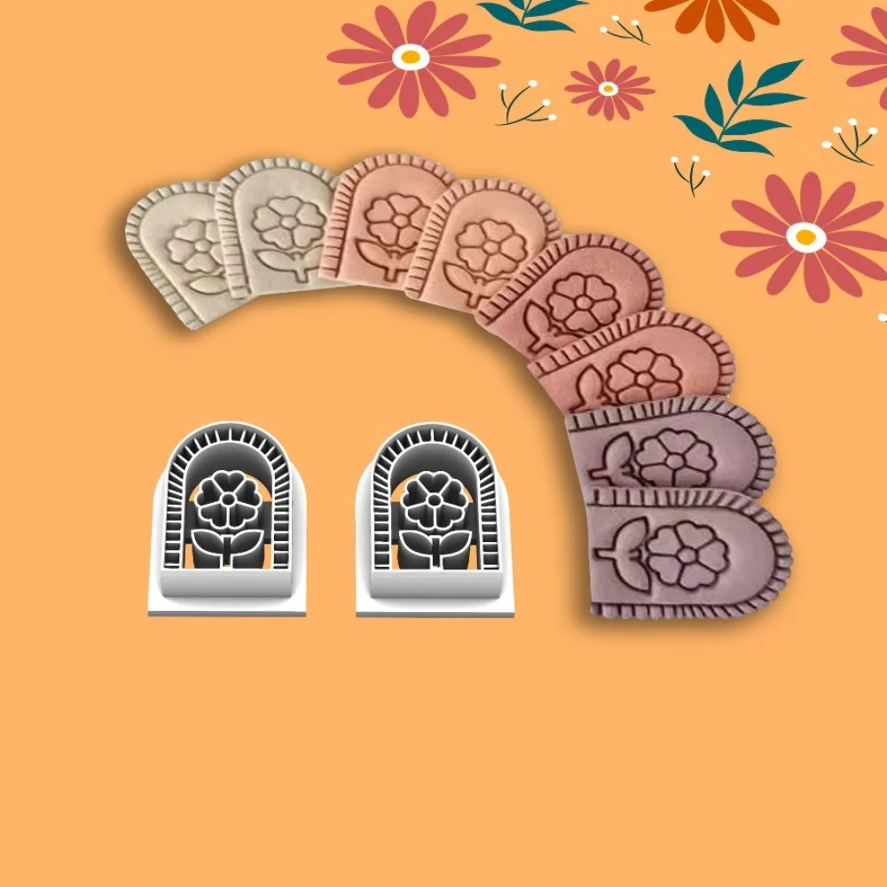 

1Pc Bohemian Flower Cookie Cutter, Mini 38mm Plastic Mold with Hollow Embosser for Valentine's DIY Stud Cutters