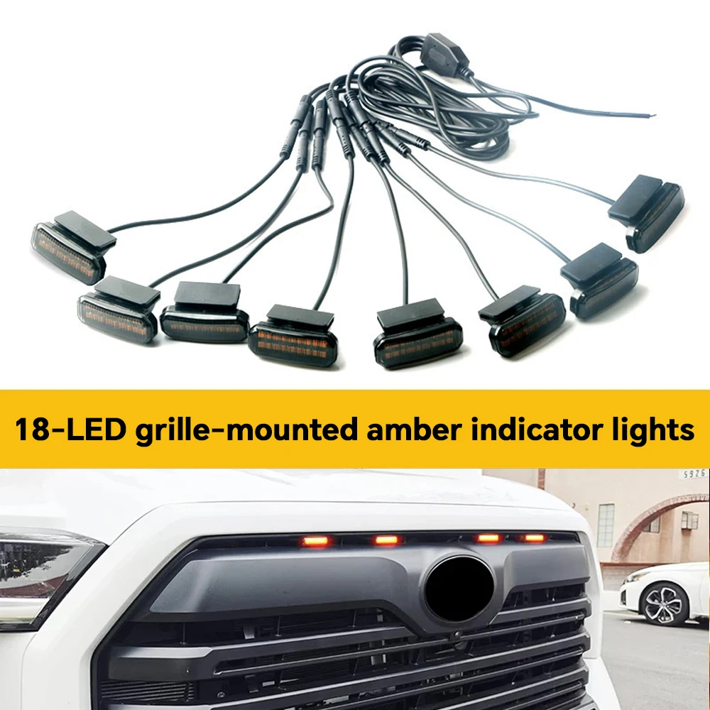 Image of 18LED Front Grille Licht Universal modell Auto Tagfahrlicht Rad Augenbraue Lampe Für Pickup Offroad 12V