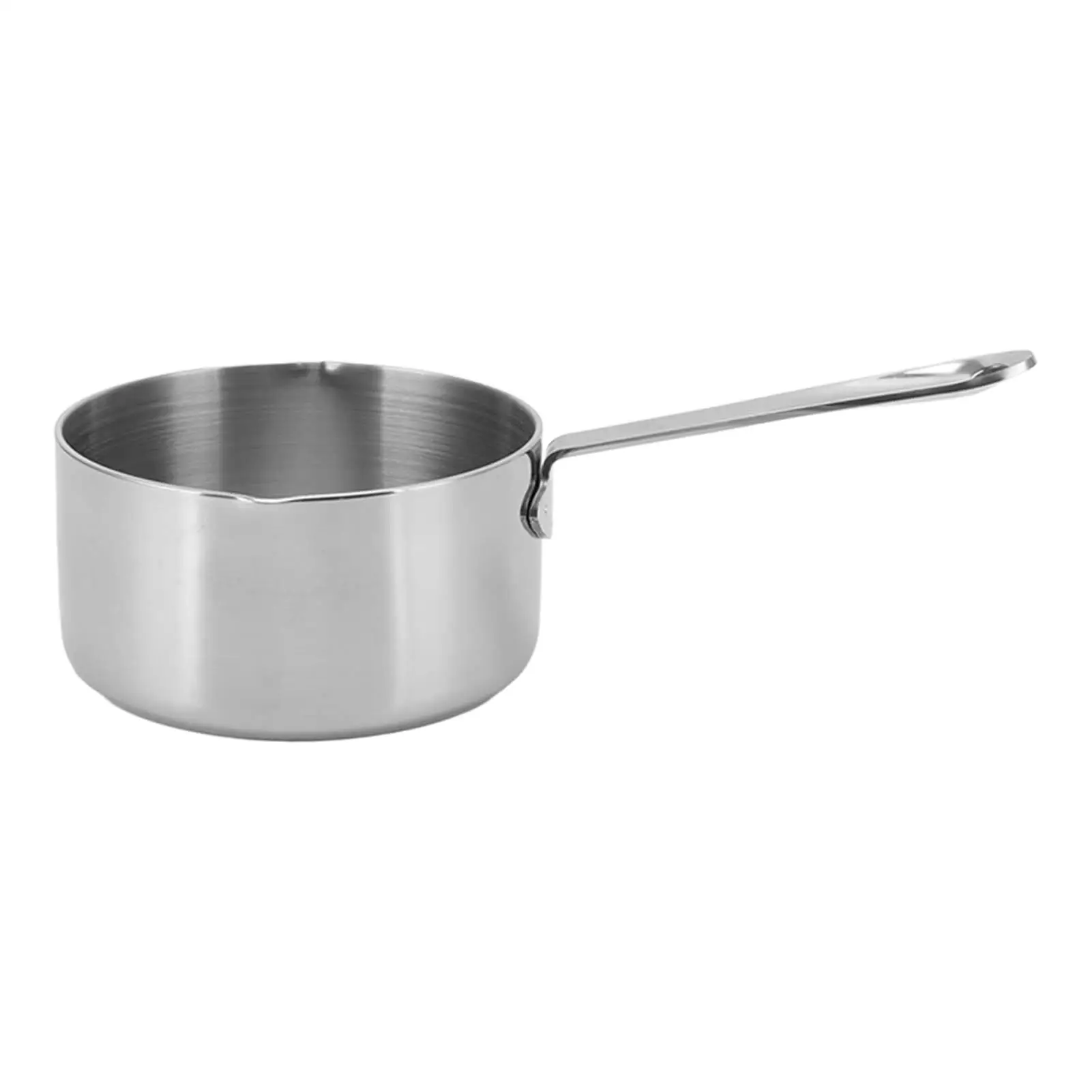 

Stainless Steel Butter Warmer Milk Pot Double Diversion Mouth Hanging Hole for chocolate Hot Use