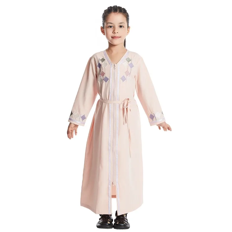 

Muslim Children's Front Open Abaya Morocco Kaftan Islamic Children's Clothing Eid Al Fitr Ramadan Arab Robe Kaftan Dress