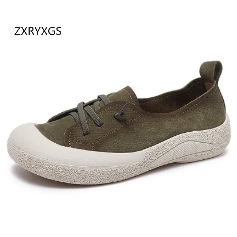 

ZXRYXGS Premium 100% Genuine Leather Women Sneaker Shoes Flat Comfortable Softt Sole Non-slip Leisure Sneakers Trendy Shoes 2026