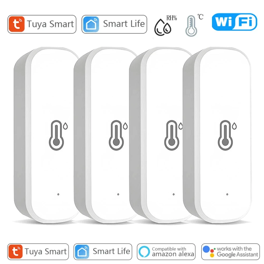 Sensor inteligente de temperatura y humedad para el hogar, dispositivo con WIFI, Monitor remoto por aplicación, compatible con Alexa y asistente de