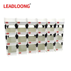 LEADLOONG White Parts Bin 6/24pcs 13.5x10.5x7.6cm/5x4*3inch Stackable Plastic Garage Tool Storage Box Container Organizer Bin