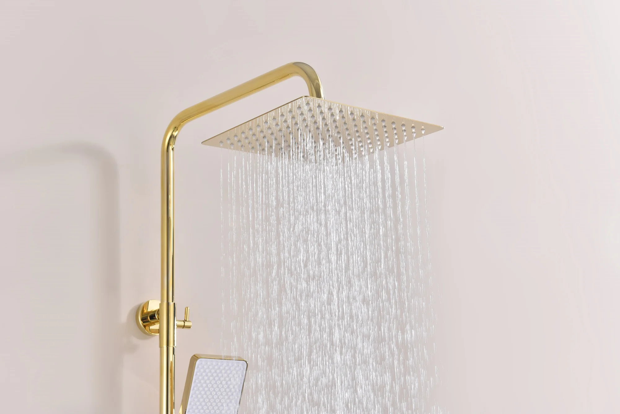 Adjustable Gold Hotel Use Single Bathroom Faucet Shower Set Thermostatic Metered Faucets Sliding Hand Rainfall Jet