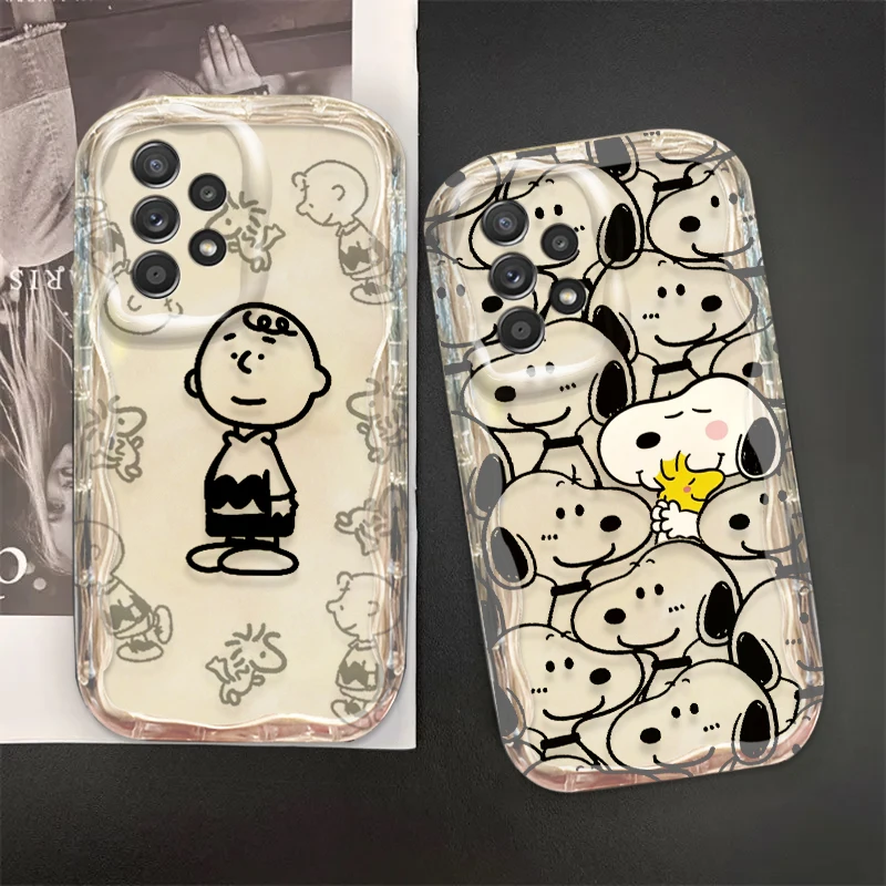 Cartoon Snoopy Cute For Samsung A55 A54 A53 A52 A35 A34 A33 A32 A25 A24 A23 5G Wave Oil Funda Phone Case