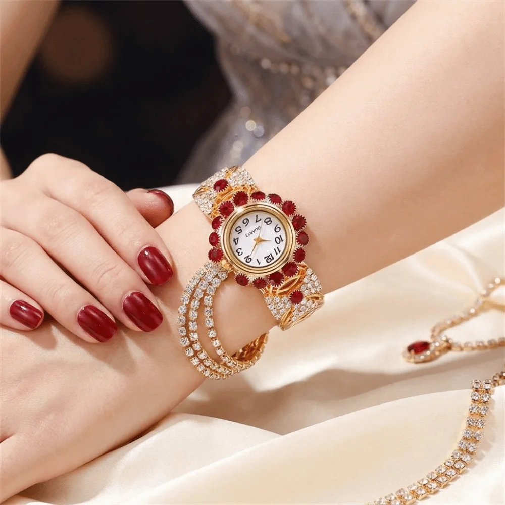 Rose Gold Ladies Wristwatch Stainless Steel Adjustable Quartz Watch Quartz Movement Lightweight Rose Gold Bracelet Watch