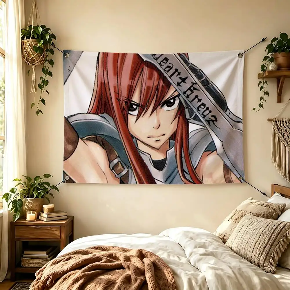 Fairy Tail Erza Scarlet  Flags Wall Hanging Tapestry Outdoor Garage Room Decorative flag Background Blanket