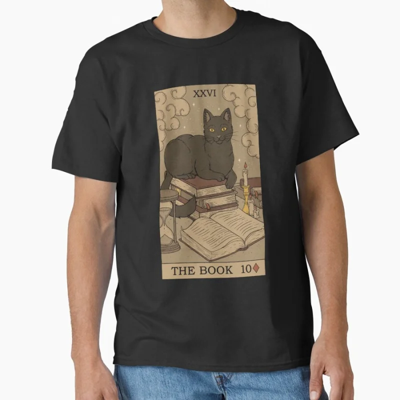 

The Book Vinage Tarot Card Cat Funny magical cats cute pet Gift T shirt for men large size Adult Tops S-6XL mens clothing