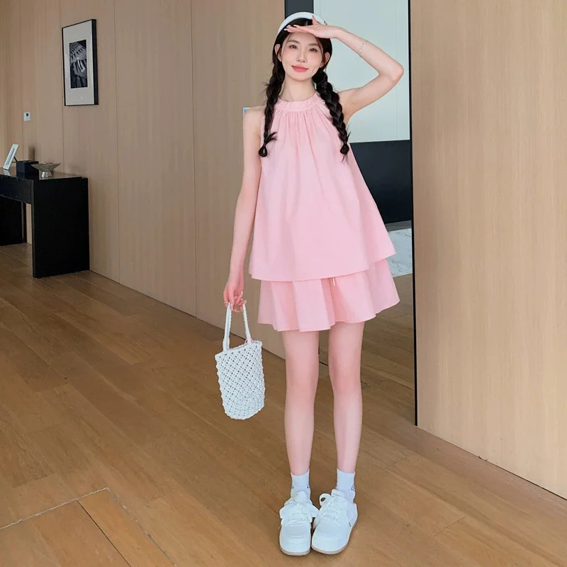 ملابس حمل ملابس الصيف 2025 جديد دمية بلوزات وسراويل قصيرة 2 قطعة مجموعة للنساء الحوامل عصرية ومريحة #5