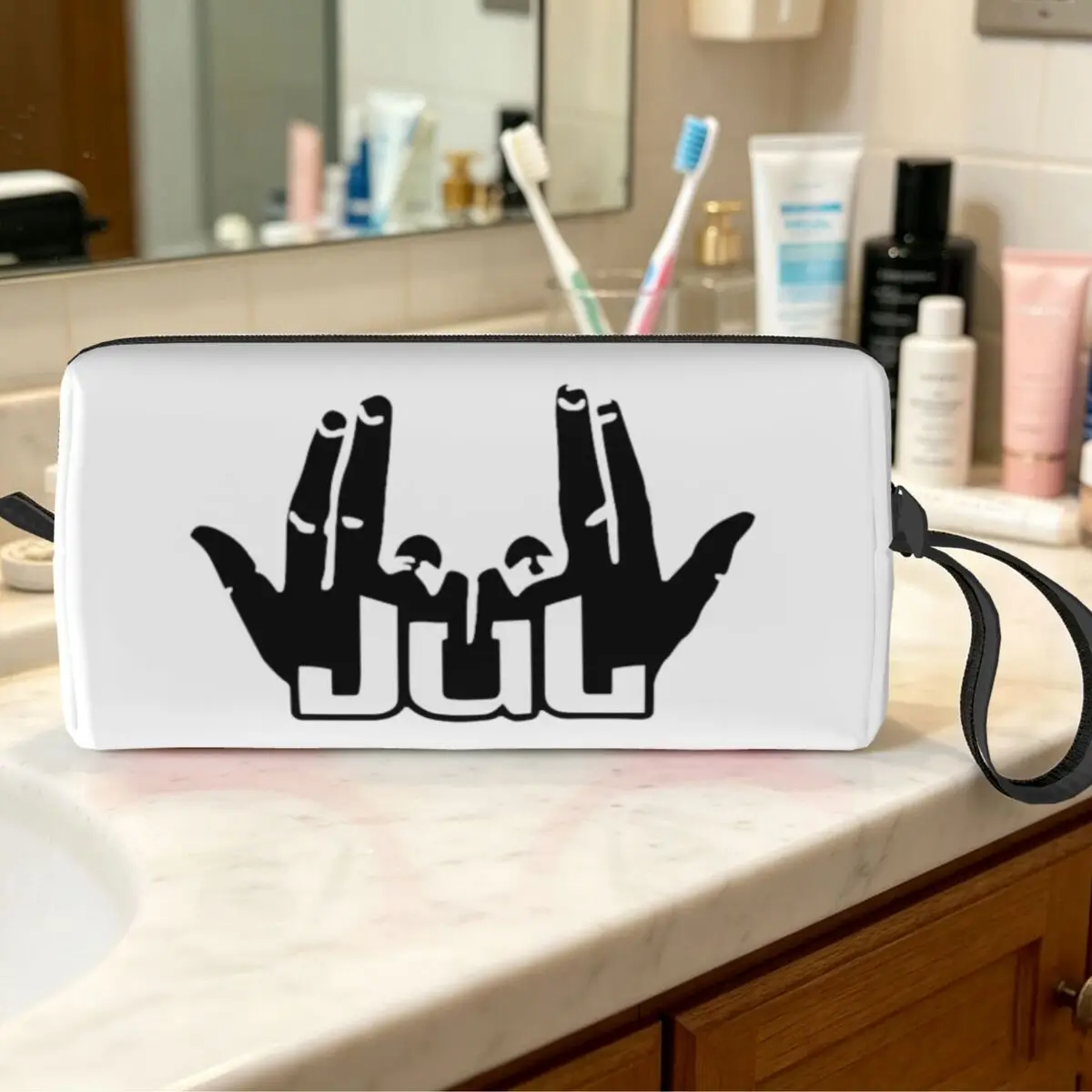 Jul Sign Makeup Bag Cosmetic Organizer Storage Dopp Kit Toiletry Cosmetic Bag for Women Beauty Travel Pencil Case