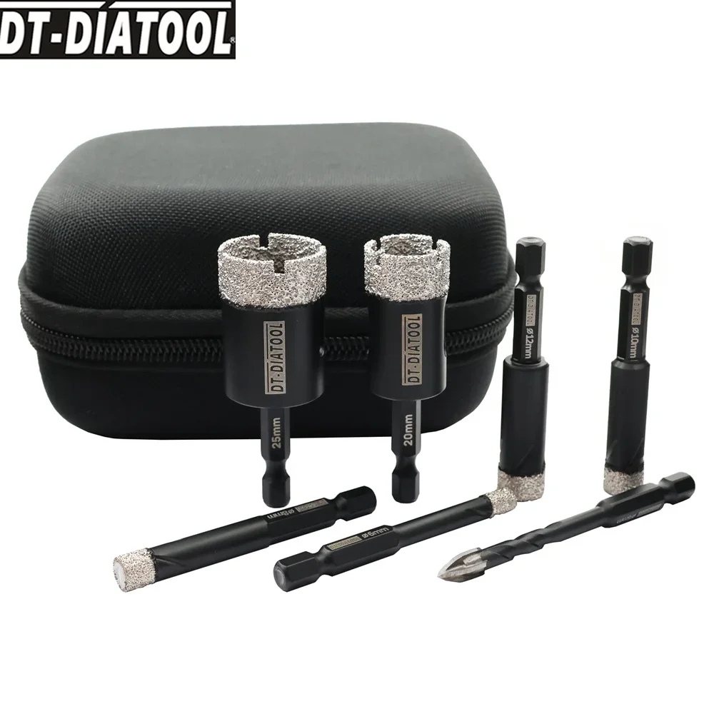 DT-DIATOOL-Diamond Drill Bits, Positioning Bit, Kit for Tile, Marble, Granite, Ceramic Hole Saw, Dia 6, 8, 10, 12, 20, 25, 6