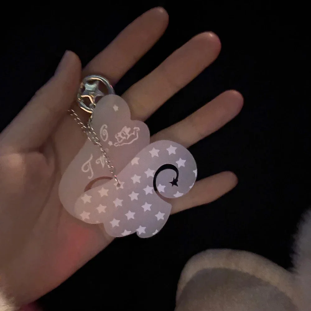 Creative Acrylic Star Angle Wings Keychain for Women