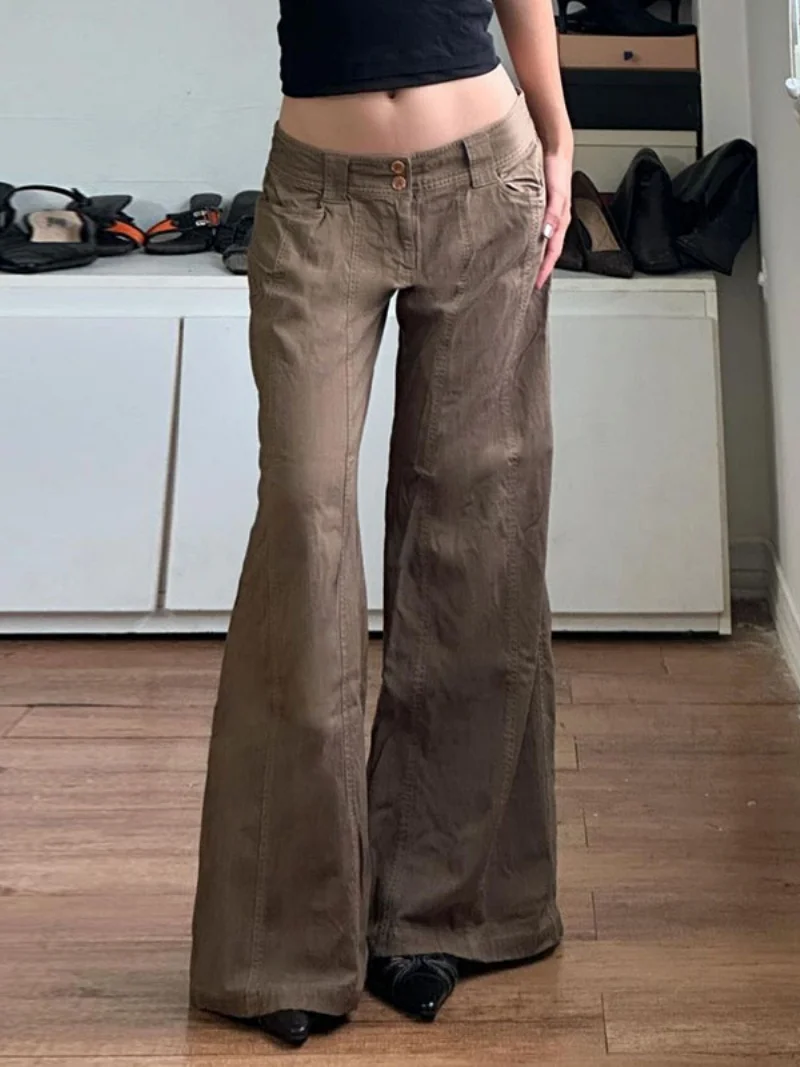 

Уличная одежда Y2K Джинсовые мешковатые брюки Осенняя одежда Женские широкие джинсы с низкой посадкой Женские повседневные базовые джинсовые брюки Ретро Джинсовые брюки