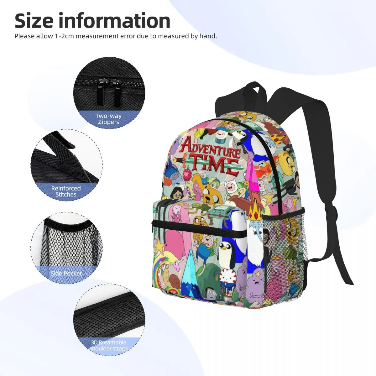 AdventureTime Cartoon Game Student Backpack School Bag Hiking Travel Daypack for Boys Girls Fashion Bookbag Shoulder Bags