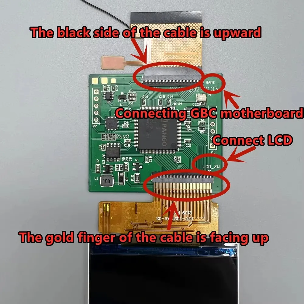 الحجم الأصلي الجديد 2.45 "شاشة LCD عالية السطوع لنينتندو Gameboy color GBC LCD. لا حاجة لقطع الغلاف