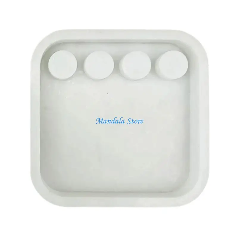 

U2JC Four Holes Candlestick Silicone Mould Plasters Resin Making Molds Square Holder Gypsum Mold Table Decors