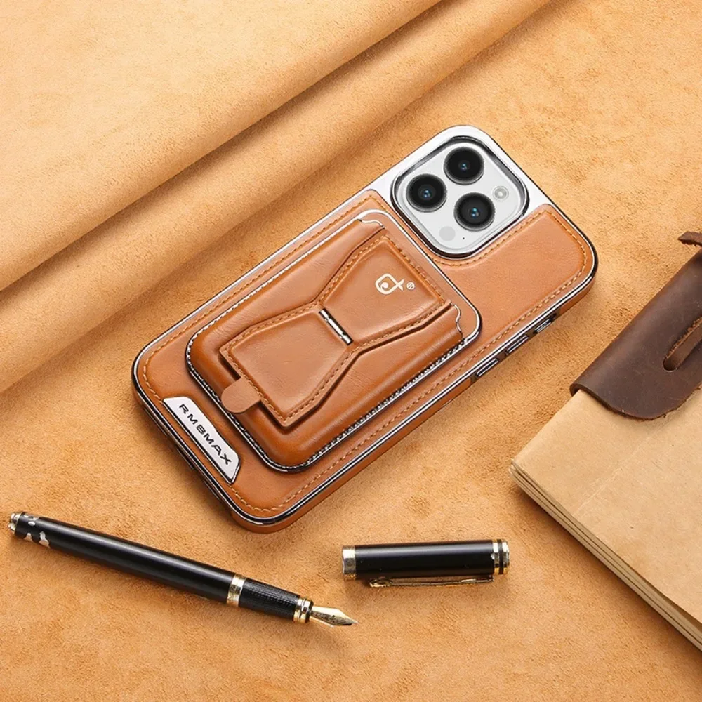 2in1 Detachable Card Slot Holder Phone Cover For iPhone 15 14 Pro Max 13 12 Retro Leather Magnetic Bracket Wallet Magsafe Case