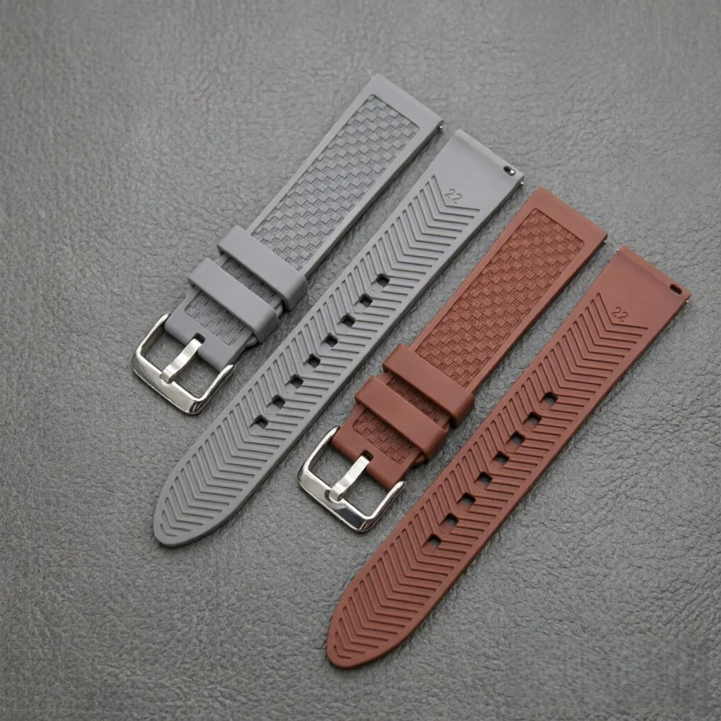New 3D Woven Grid FKM Rubber Watch Strap Quick Release Waterproof Breathable Men's Rubber WatchBands for Rolex Daytona Cartier
