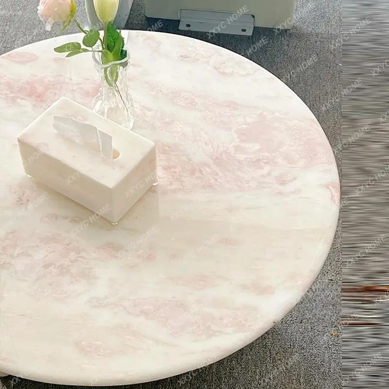 Natural Marble Round Coffee Table,  Luxury Art Piece for Sofa, Heat & Scratch Resistant, Customizable