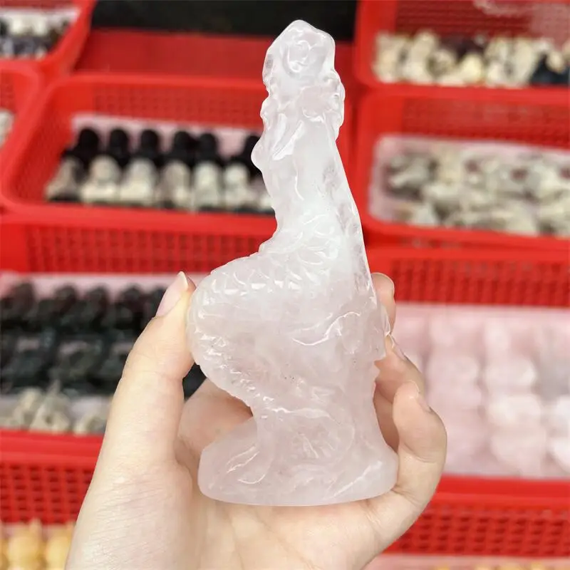 

Natural Rose Quartz Mermaid Carving Shape Crystal Reiki Healing Fengshui Stones Home Decoration Gift 1PCS