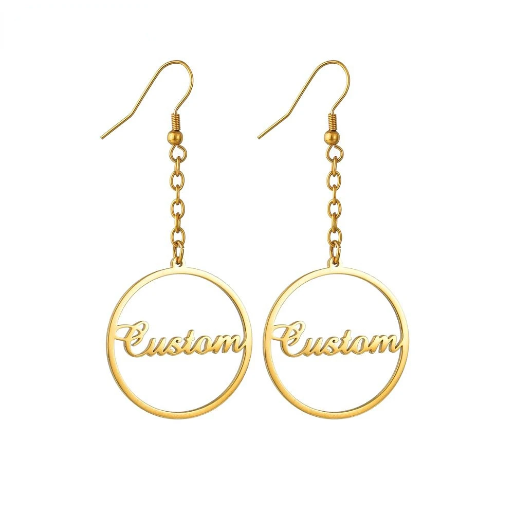 

Personalized Name Stainless Steel Letter Earrings For Women Fashion Custom Name Circle Earrings Weddings Party Jewelry