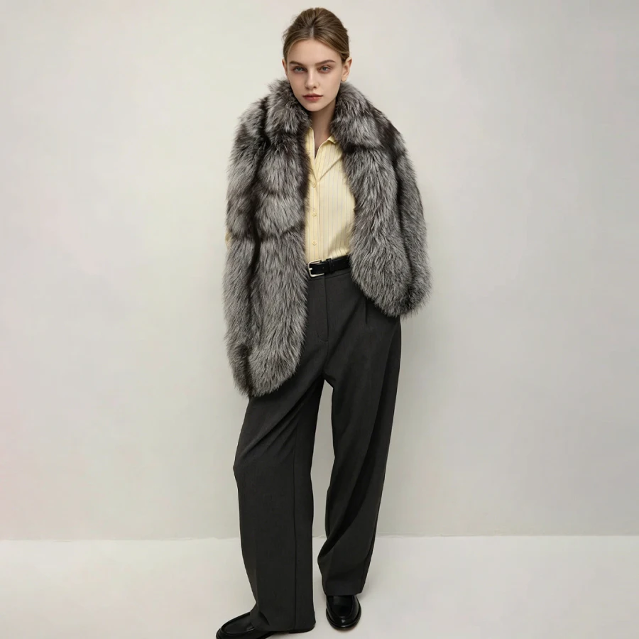 Long Real Silver Fox Fur Shawl Winter Genuine Red Fox Fur Stole Warm Fur Neckerchief Fashion Natural Fur Accessory For Women
