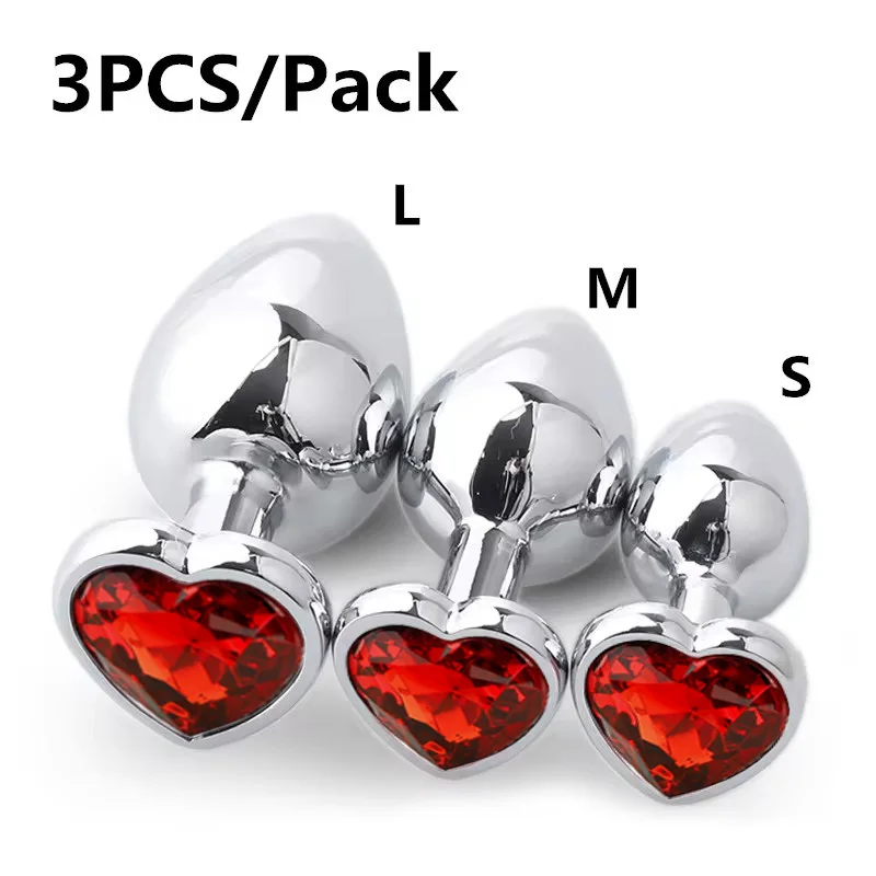 

Anal Plug Vibrator Gay Butt Plug Big Dildo Anal Plug Prostate Massager Heart 3 Sizes Stainless Steel Crystal Adult product To