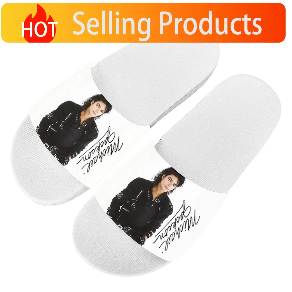 Michael Jackson Pop Singer Shoes Flip Flops Home Slipper Mens Women Teenager Family Slippers Bathroom Pool Casual Sandals Custom