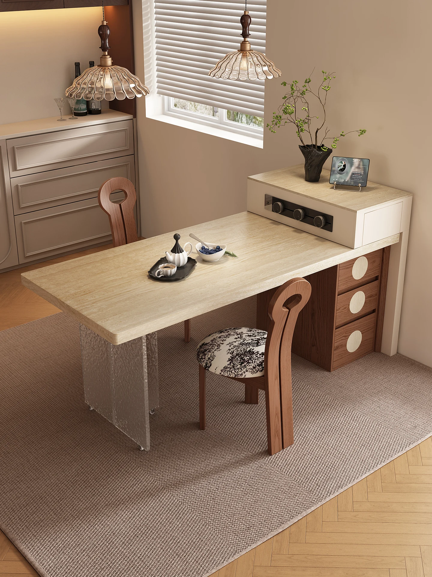 

Островный обеденный стол цвета ореха, встроенный выдвижной бытовой стол для небольшой квартиры, остров Накадзіма