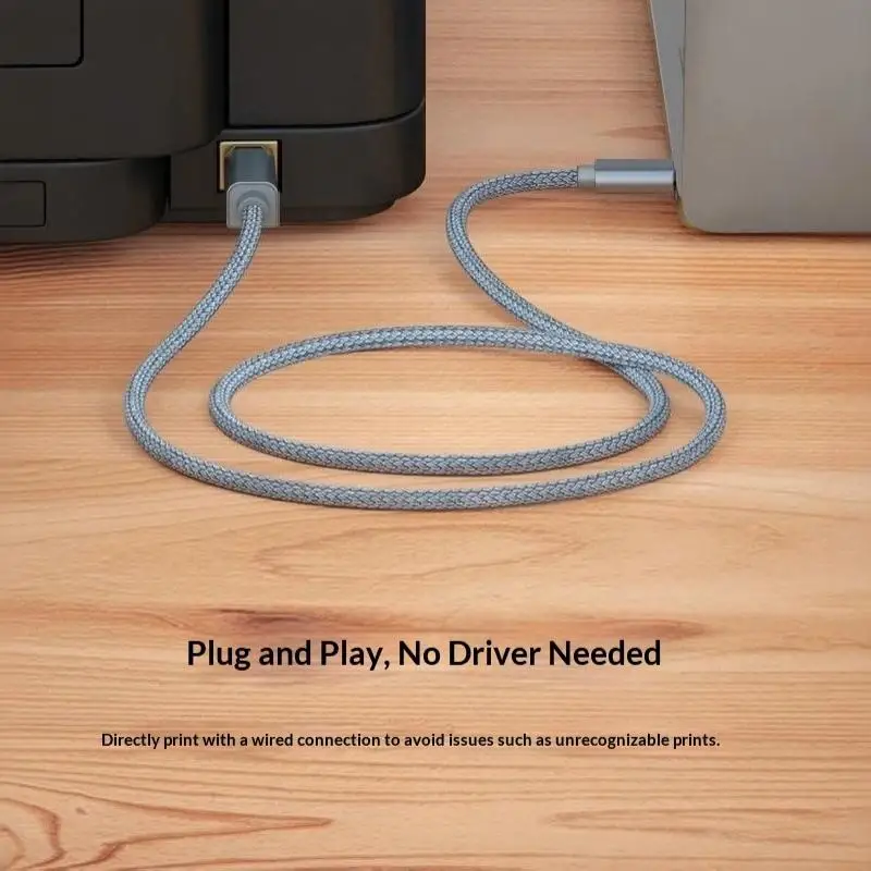 USB C to USB B 2.0 Data Transfer Cable Plug Play No Driver Needed Cord for Printer Scanner Musical Instruments