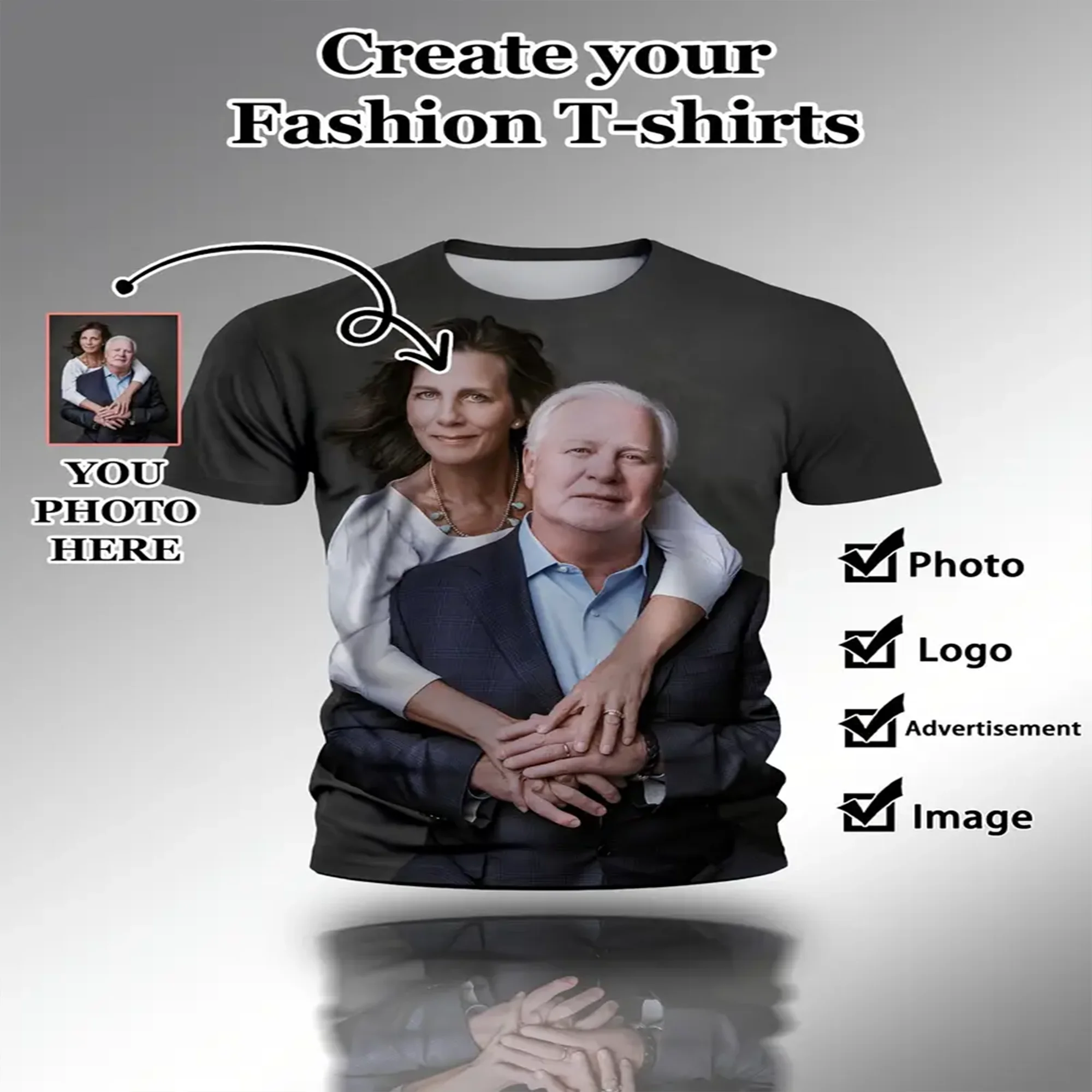 

Funny Men's T Shirt Animal Custom Your Photo Print Summer Casual Short Sleeve Tee Street Fashion O-Neck Pullover Men's Oversized