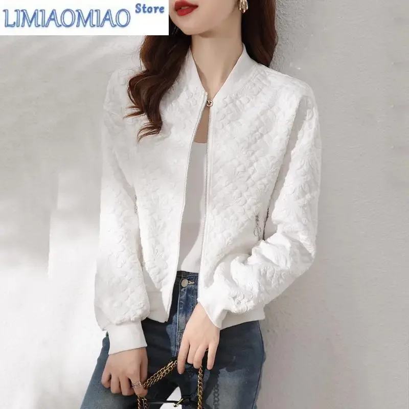 

Spring Autumn Women Jacket New Korean Casual Zipper Short Cardigan Female Loose With Chic Baseball Uniform Female Outerwear