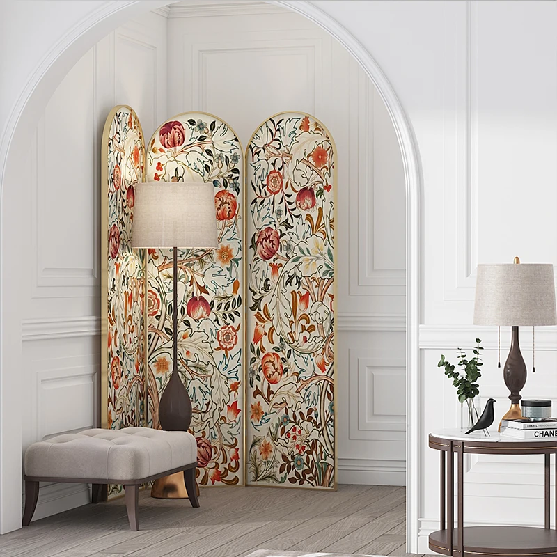 Nordic screen partition, living room French retro, folding mobile, bedroom modern