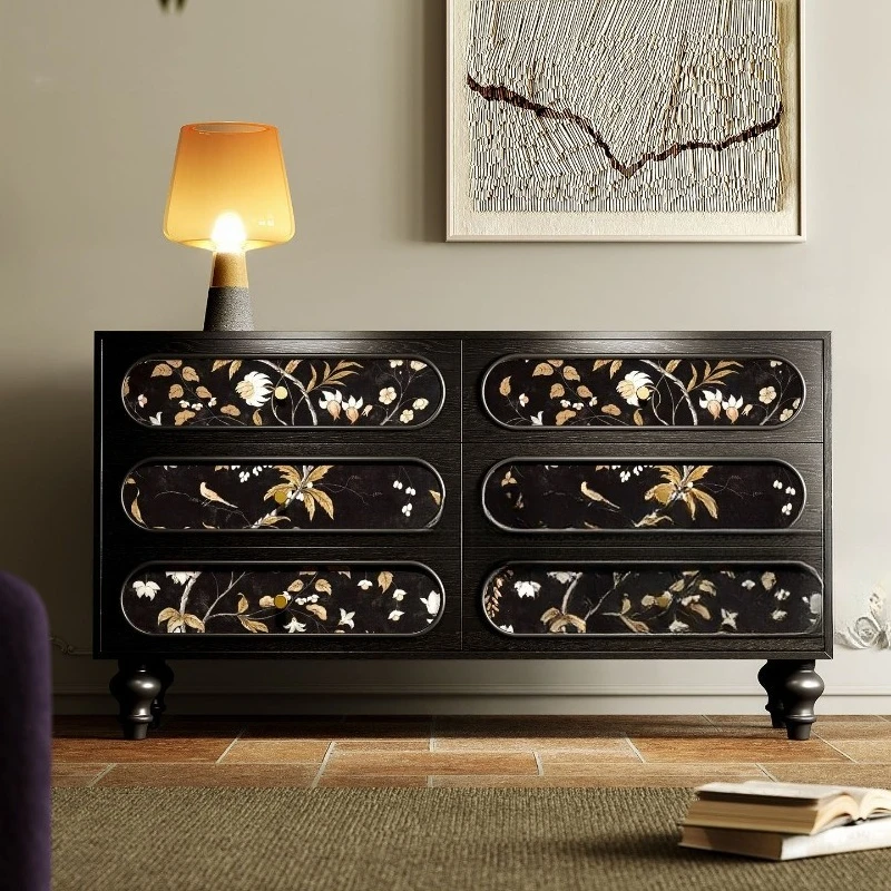 

olid wood six-bucket cabinet entry living room entrance storage side cabinet bedroom decorative storage cabinet