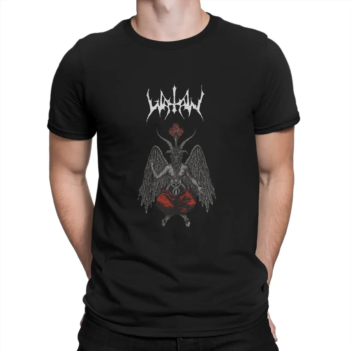 Watain Newest TShirt for Men The Black Metal Round Collar Basic T Shirt Hip Hop Birthday Gifts Streetwear