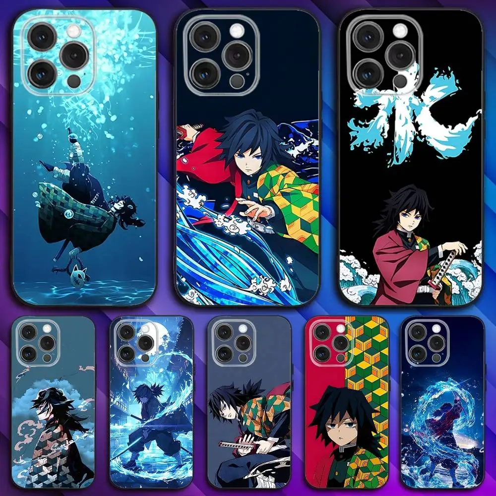 

Demon T-Tomioka Giyuu Slayer Phone Case For iPhone 17,16,15,14,13,12,11,Pro,Max,Plus,X,XS,SE4,E,Mini,Soft Black Case