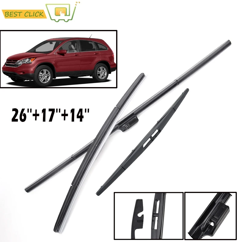 Misima Windscreen Wiper Blades For Honda CRV CR-V 2007-2011 3rd Generation Windshield Front Rear Set 2008 2009 2010 26\