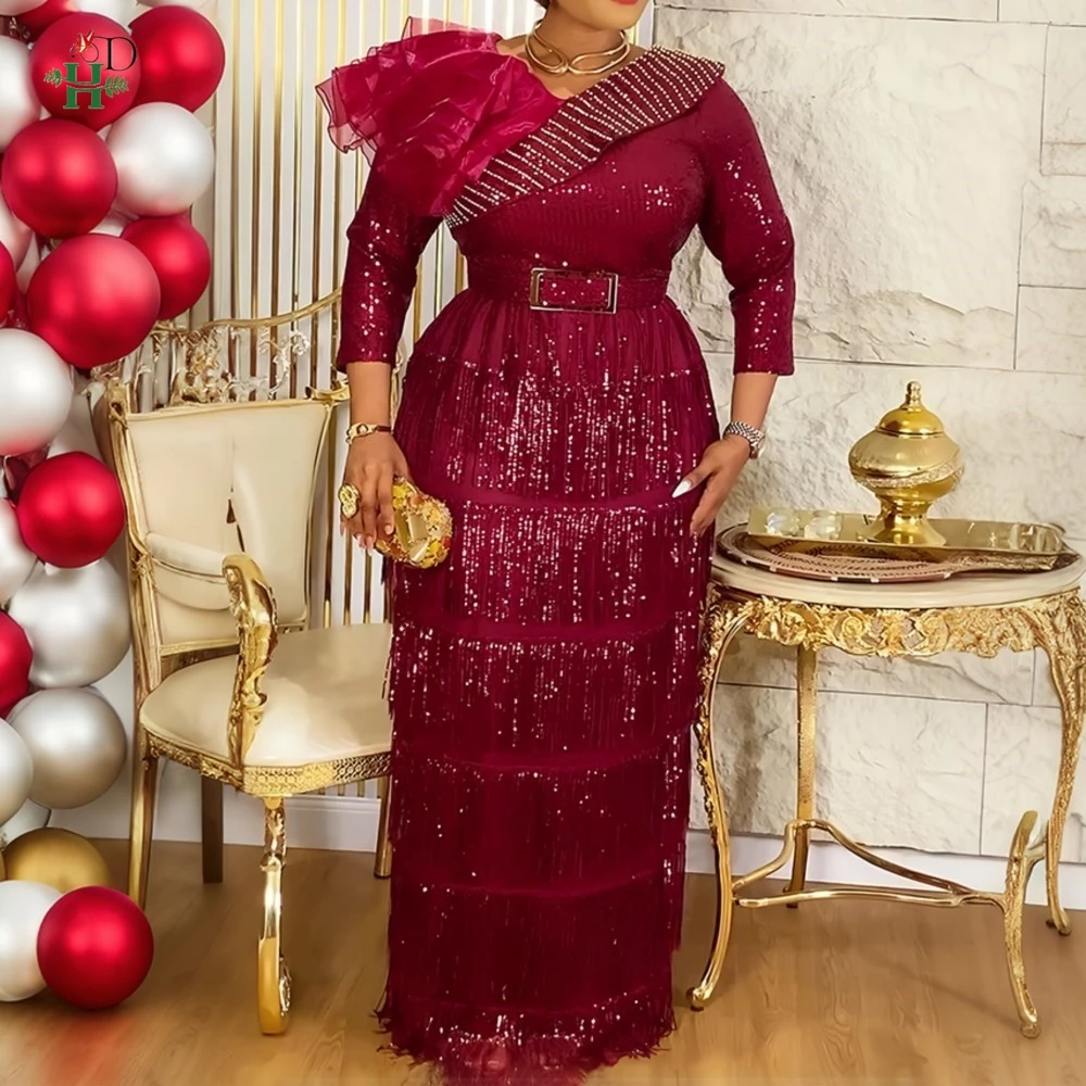 Abiti da sera di lusso 2025 Abiti da festa eleganti da sera da donna Abito festivo Natale Matrimonio Abito da sera verde Taglie forti