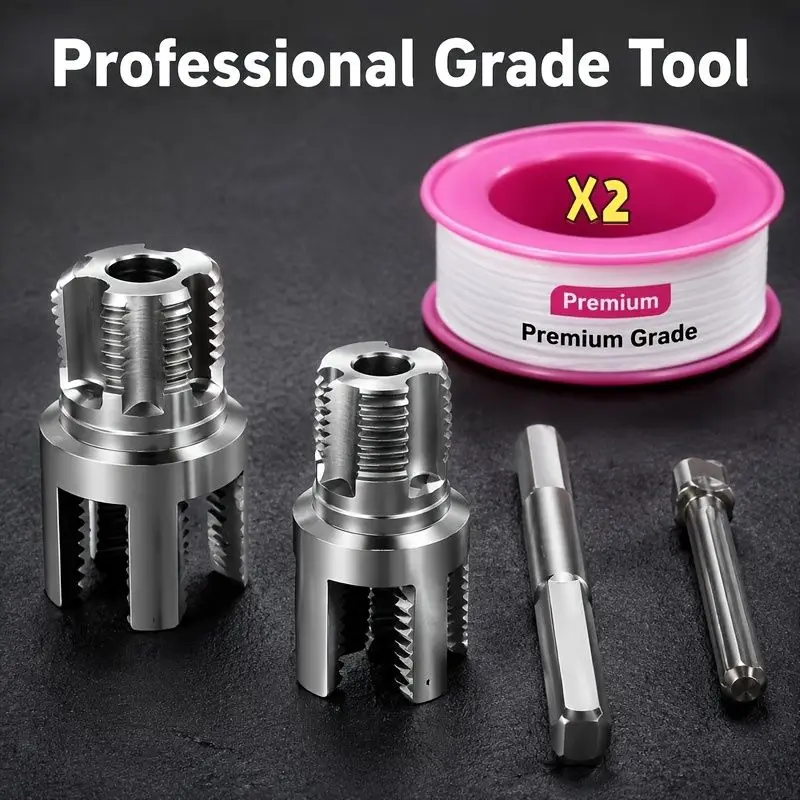 6pcs Pipe Threading Bit Set, 1/2 3/4 Inch, Internal External Thread Cutter for PVC PPR MPP Plastic Water Pipe Installation