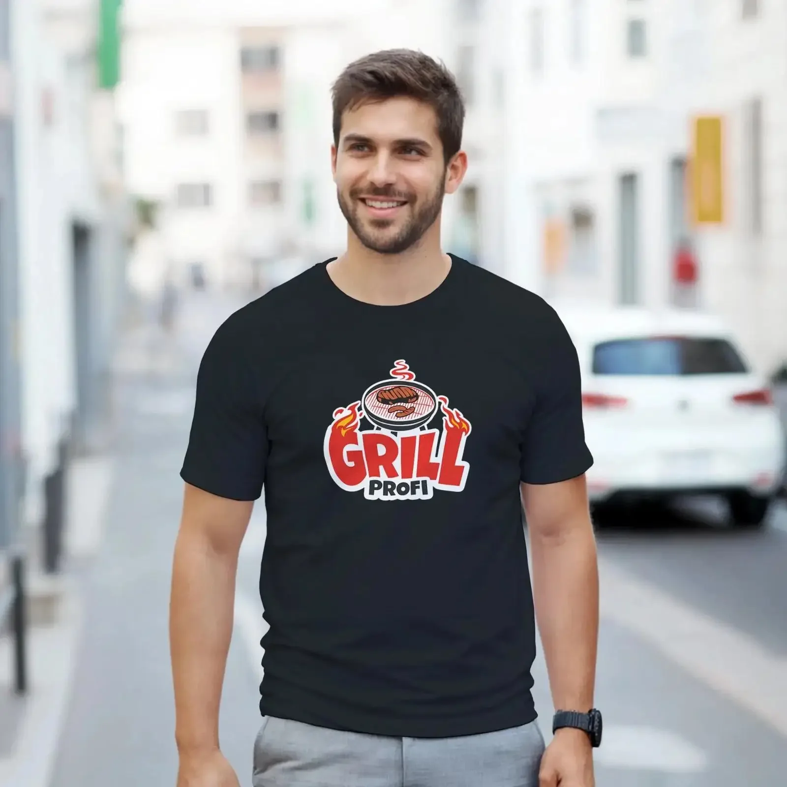 Grill Papa T Shirt Herren Grillmeister BBQ Geschenk zum Vatertag vintage Washed Unisex Versatile graphic Casual Stylish Soft