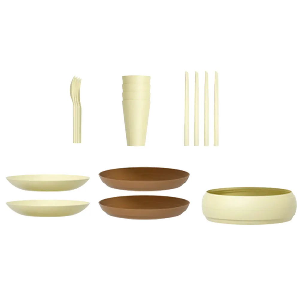 

Portable Camping Cutlery Set Outdoor Tableware 6 Pieces Plates Reusable Silverware BBQ Dish Set Travel Dining